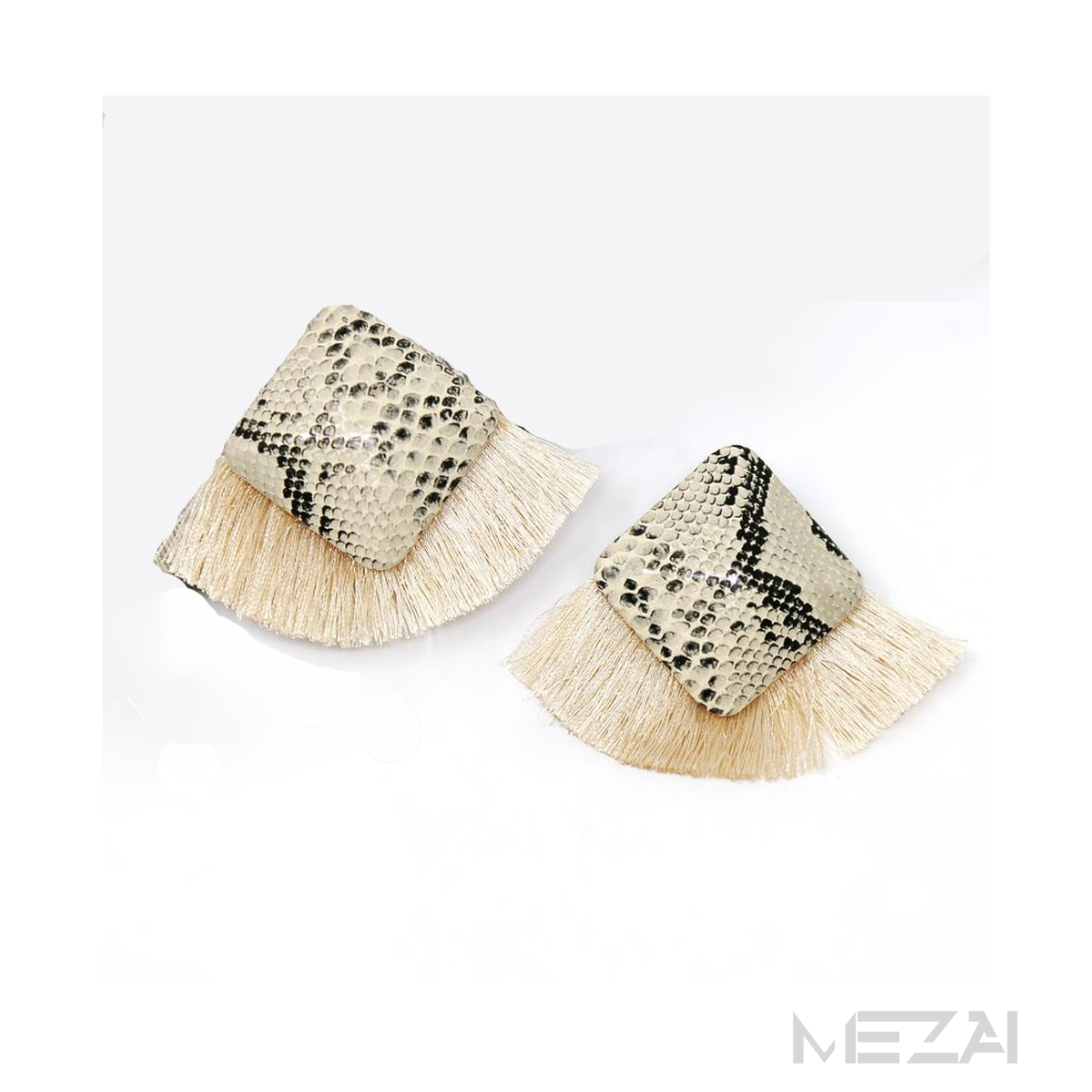 The Quad Snakeskin Fringe Earrings