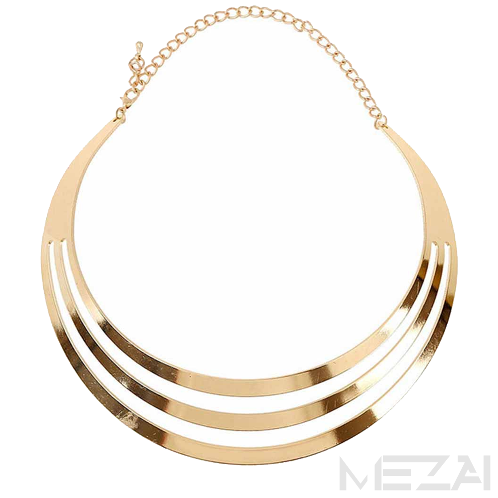 Three-Layer Metal Choker Necklace (Gold)