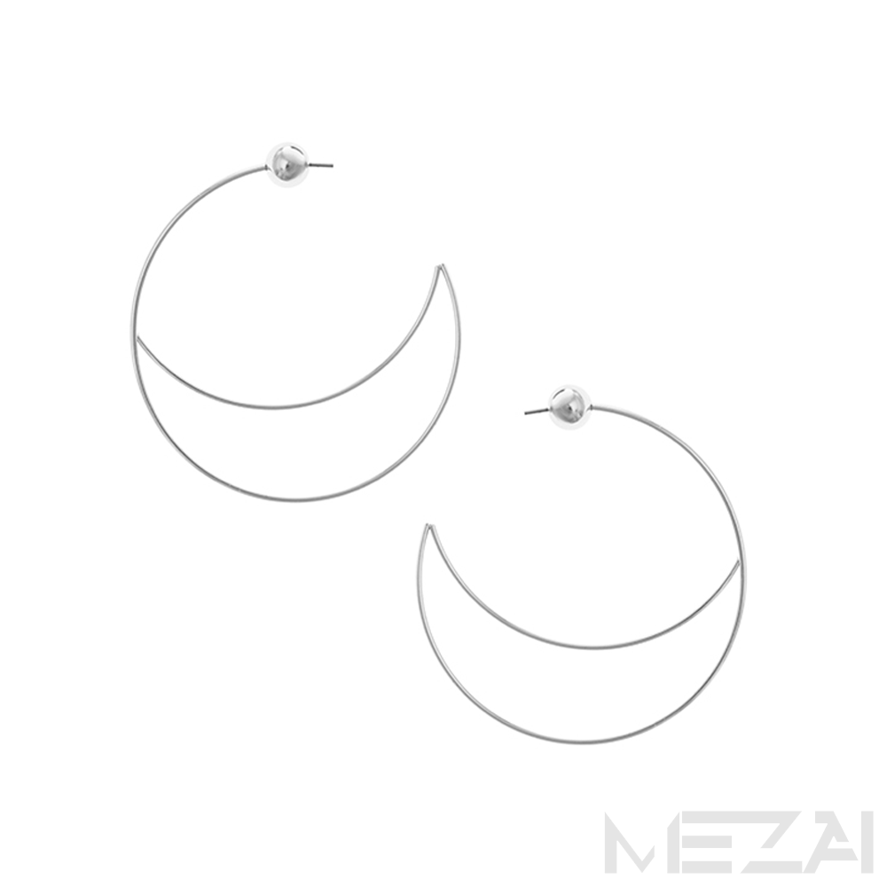 Luna Half Moon Hoop Earrings (Silver)