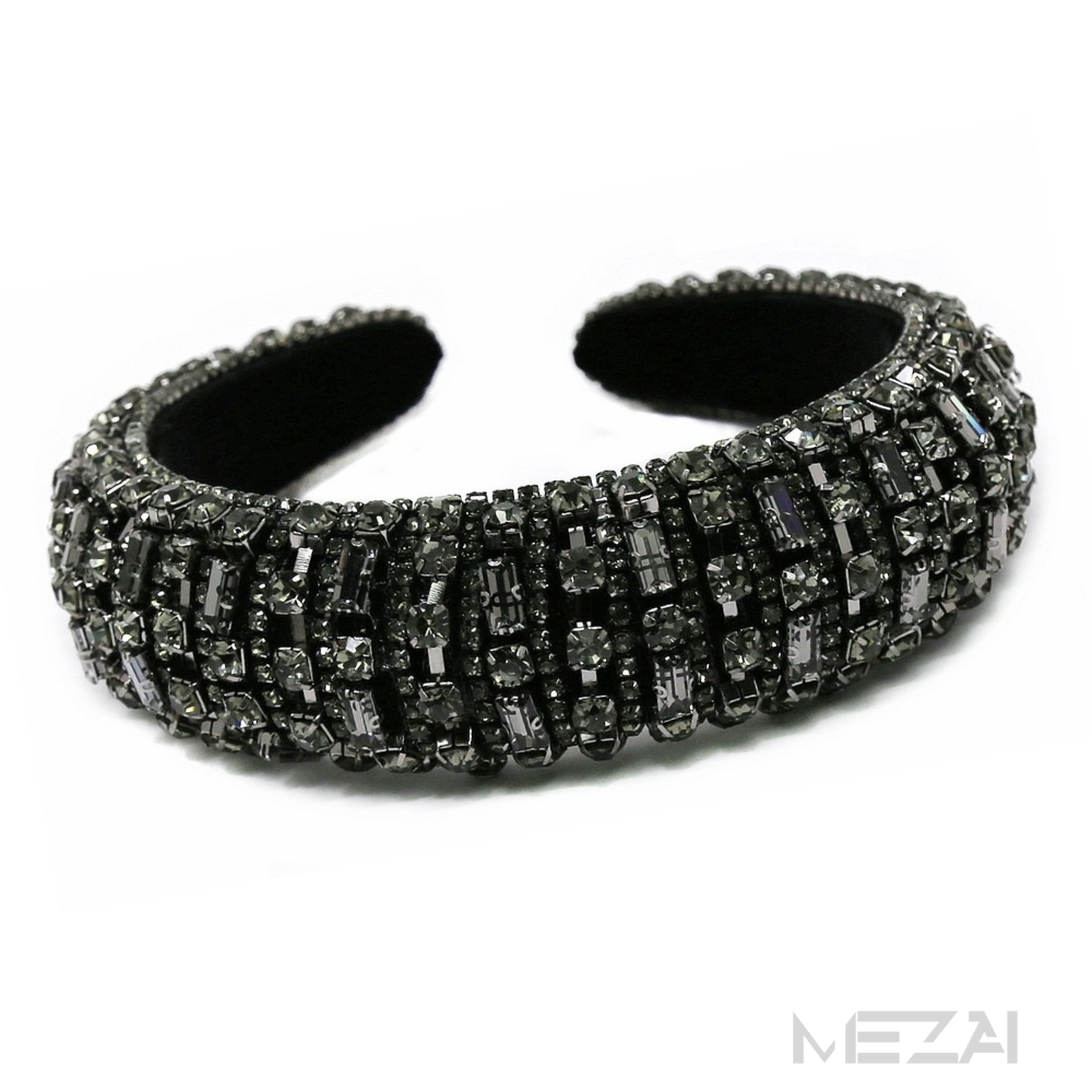 Luxury Glass Stone Embellished Headband (BLACK)