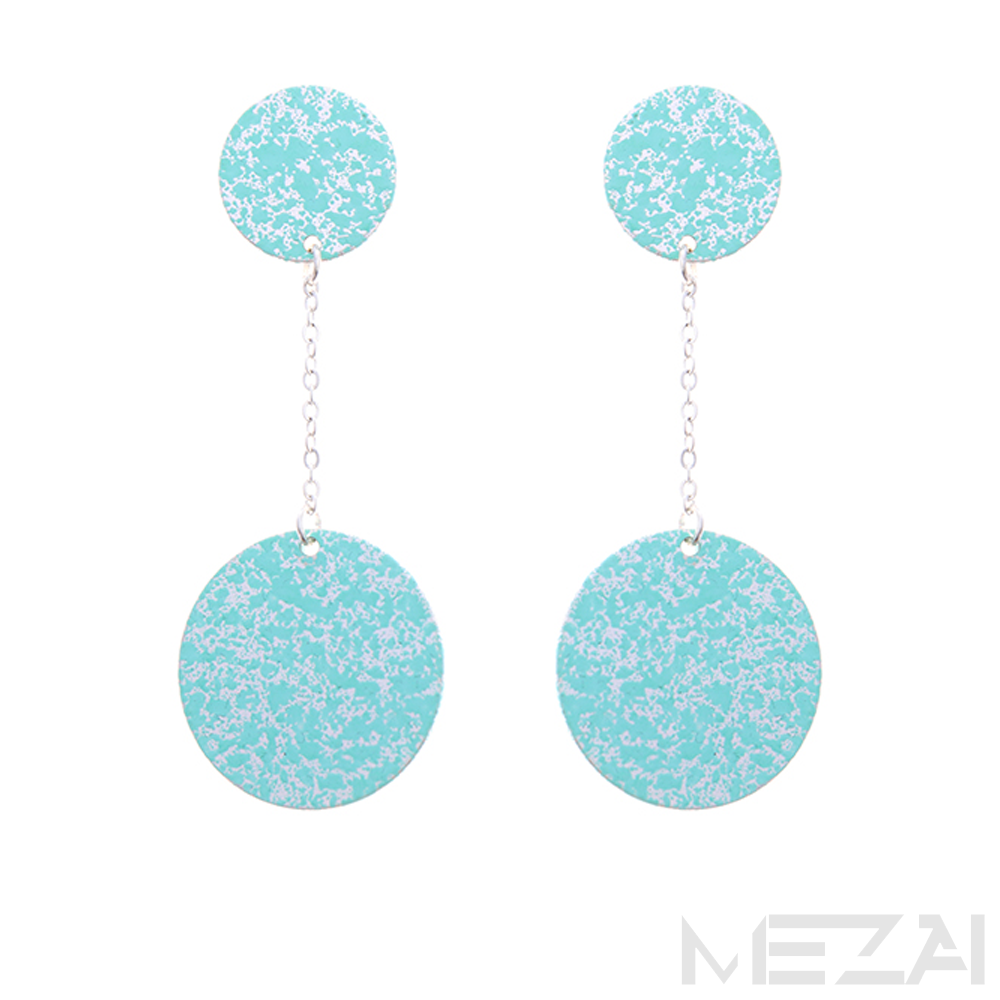 Duo Metal Drop Earrings (Aqua)