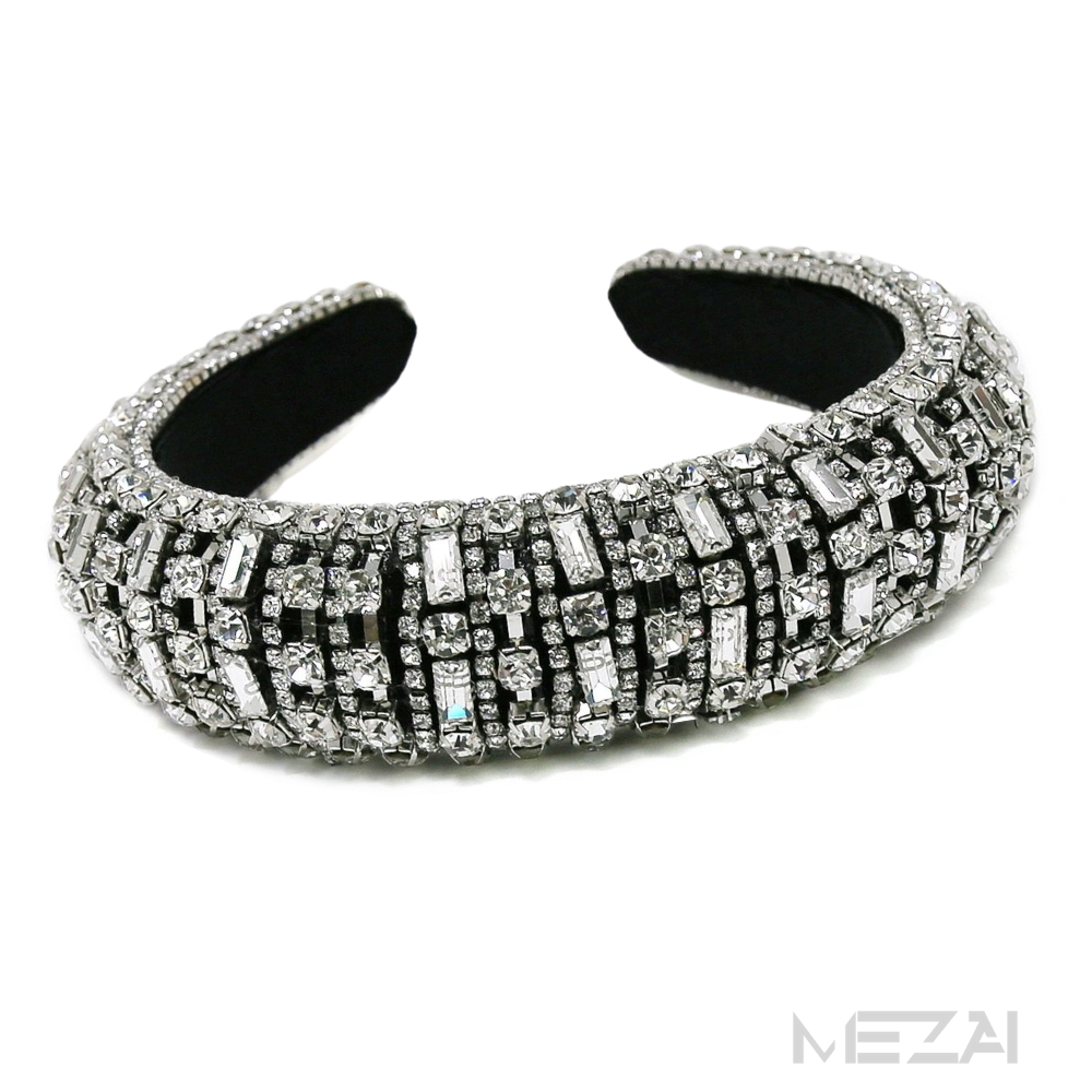 Silver Glass Stone Embellished Headband