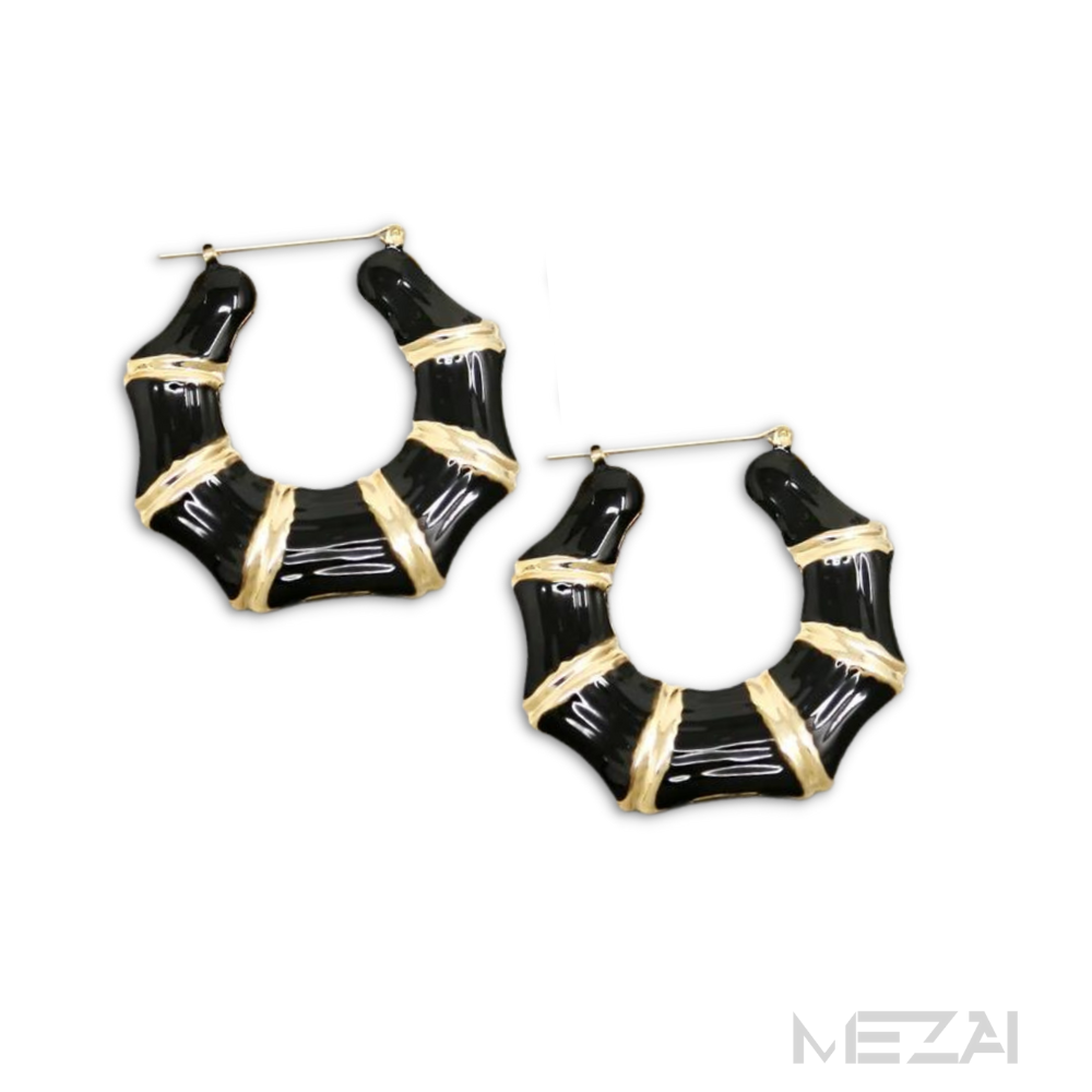 Small Circle Up Enamel Bamboo Earrings