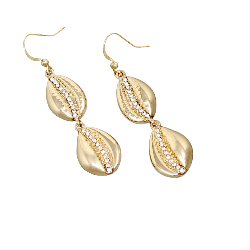 Duo Metal Cowrie Shell Earrings