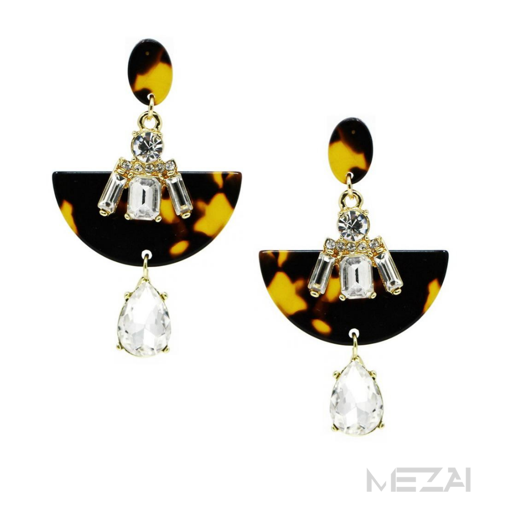 FiFi Glass Stone & Acetate Resin Drop Earrings (3 colors)