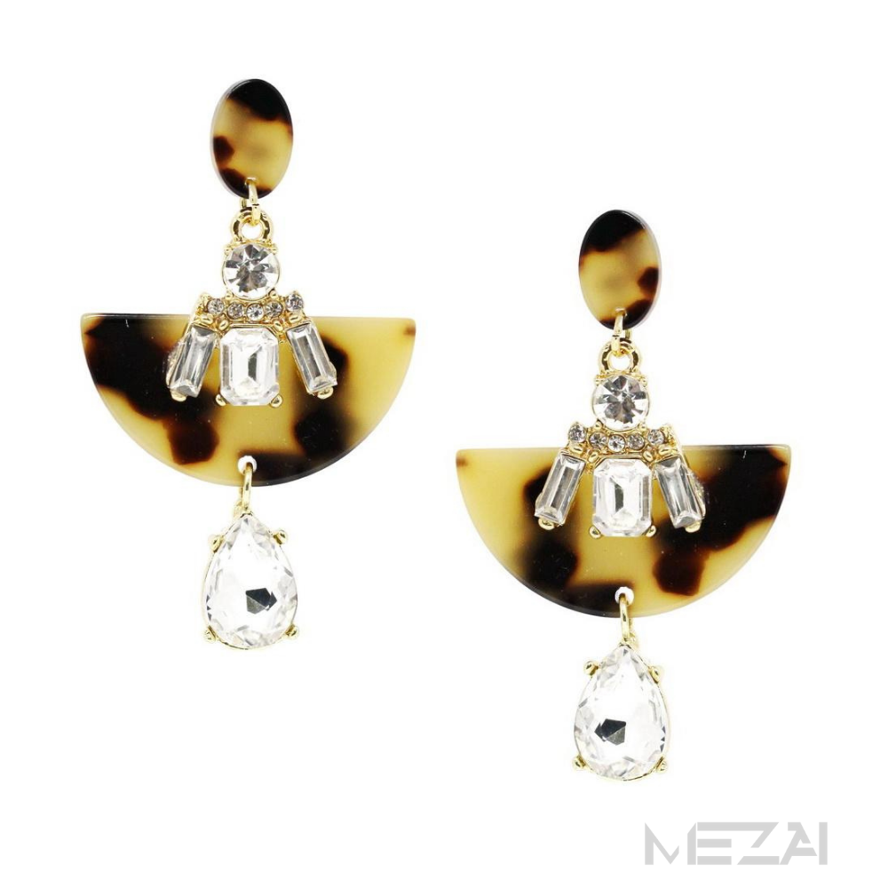 FiFi Glass Stone & Acetate Resin Drop Earrings (3 colors)