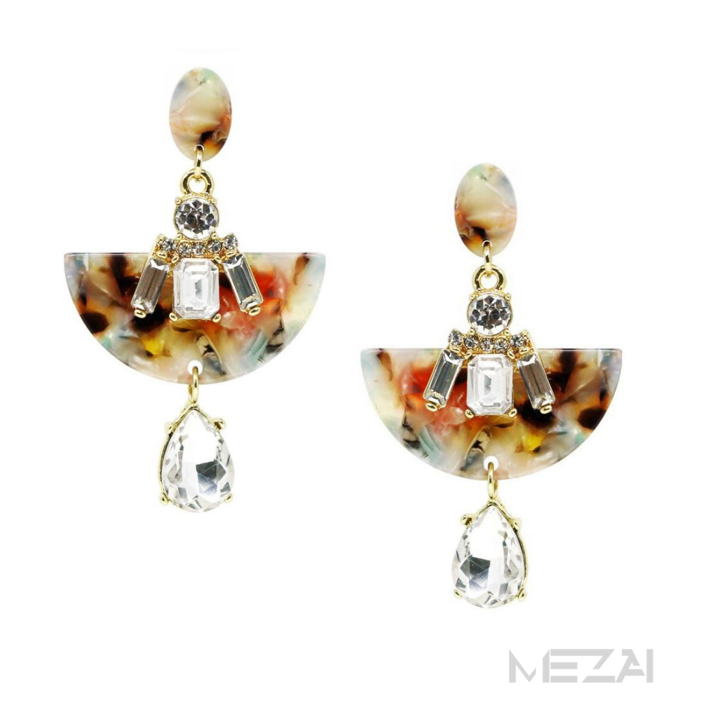 FiFi Glass Stone & Acetate Resin Drop Earrings (3 colors)