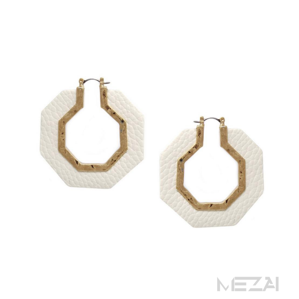 Hexagon Vegan Leather Earrings