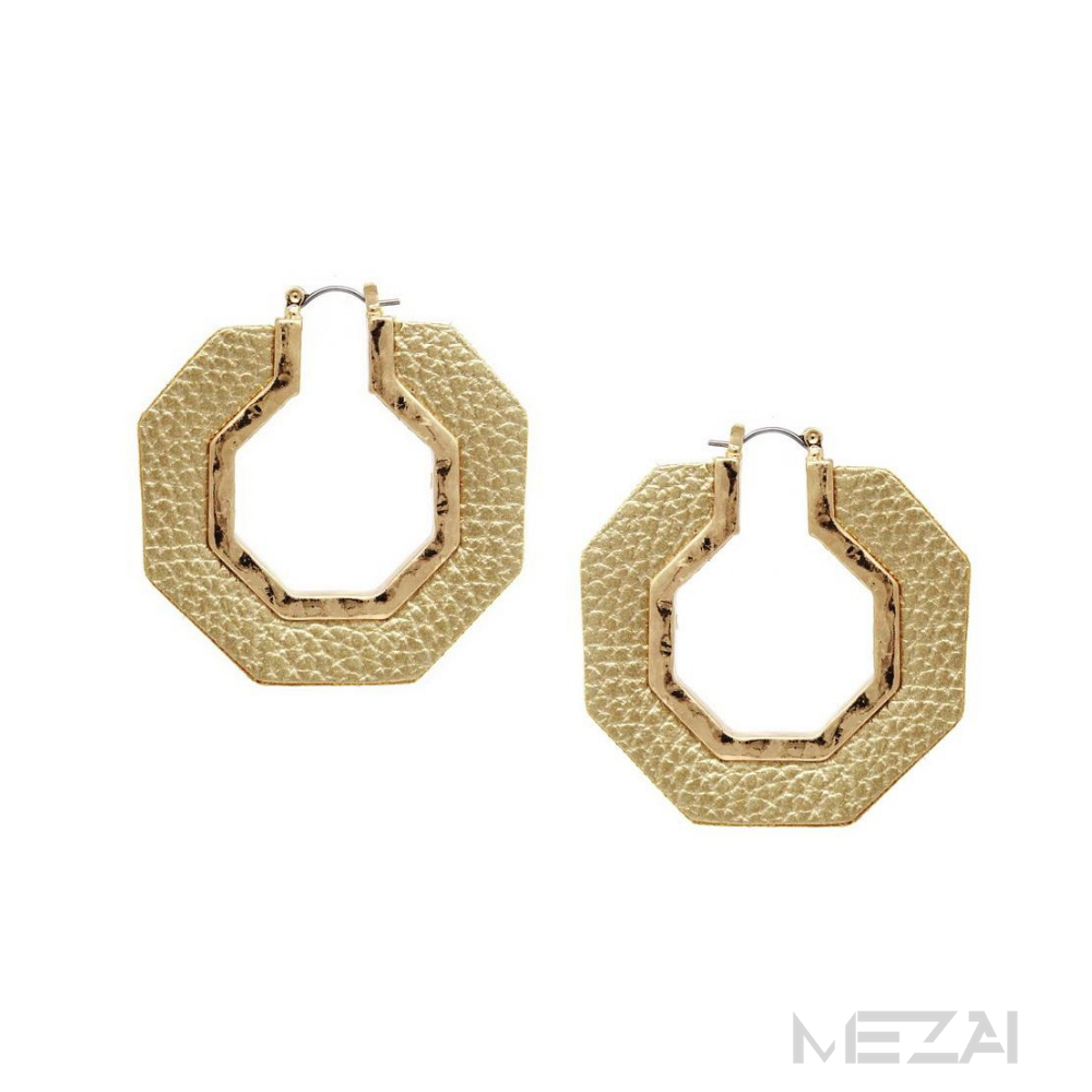 Hexagon Vegan Leather Earrings