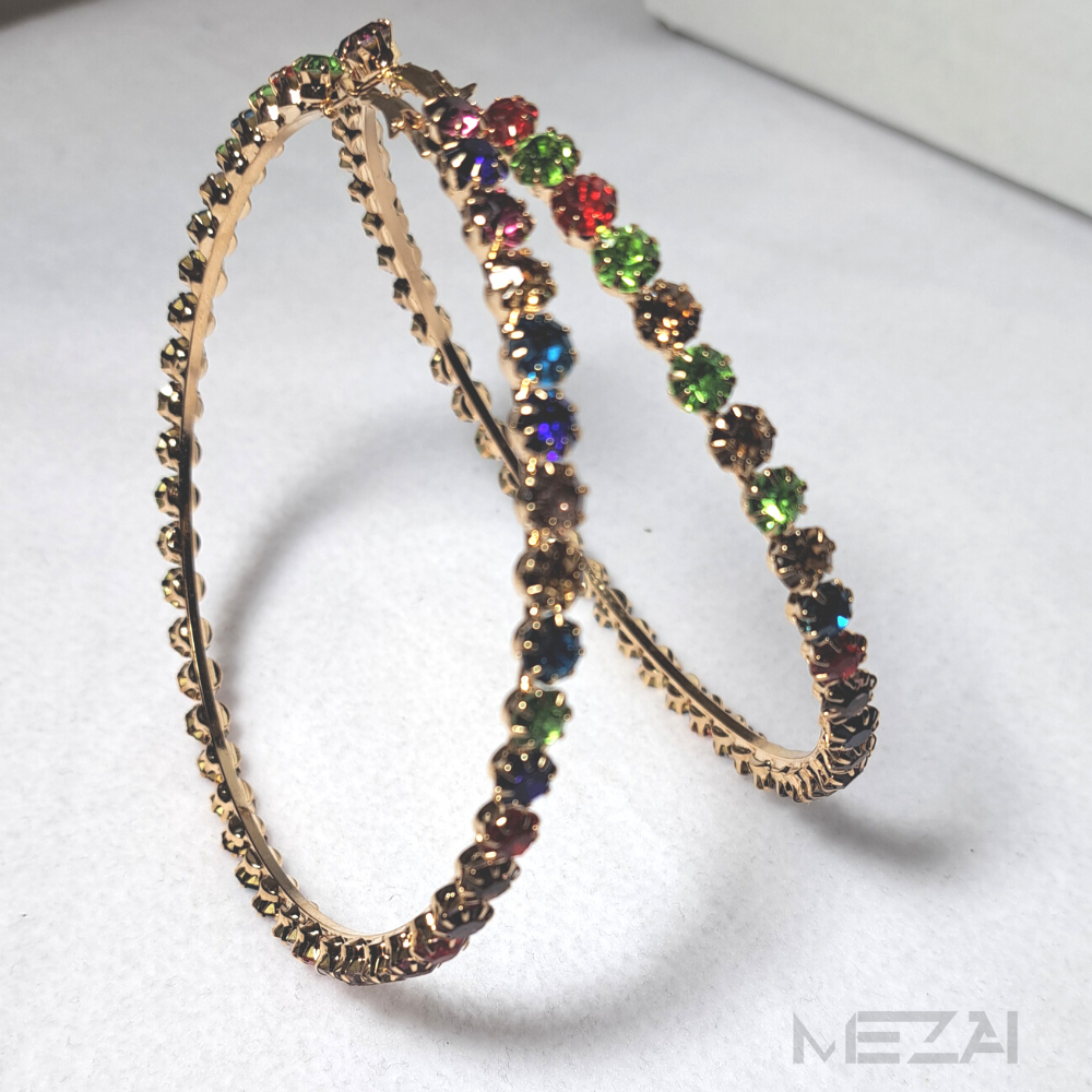 Kela Multicolor Glass Stone Hoop Earrings