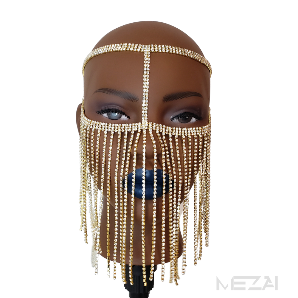 Mika Rhinestone Crystal Mask (Silver or Gold)