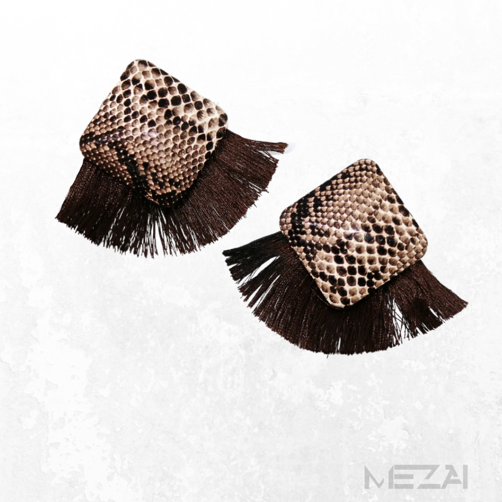 The Quad Snakeskin Fringe Earrings