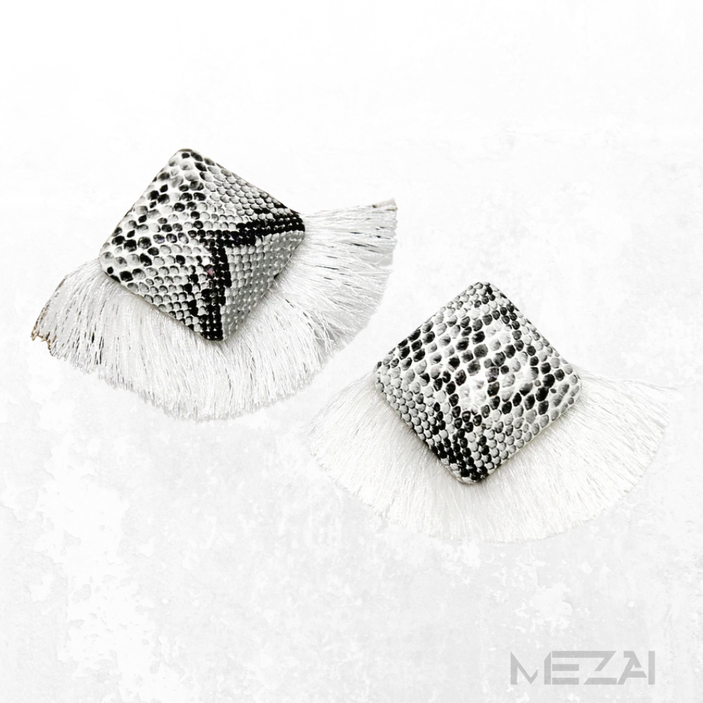 The Quad Snakeskin Fringe Earrings