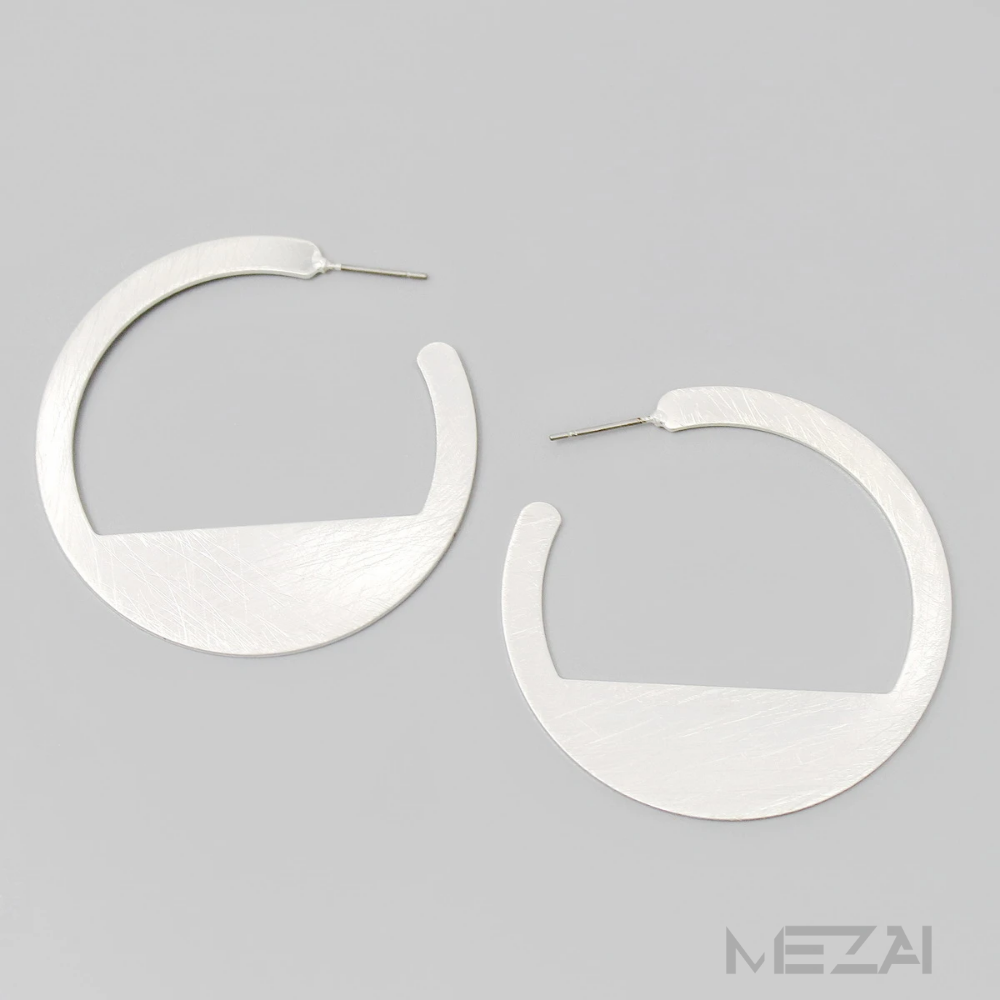 Brushed Silver Geometric Earrings