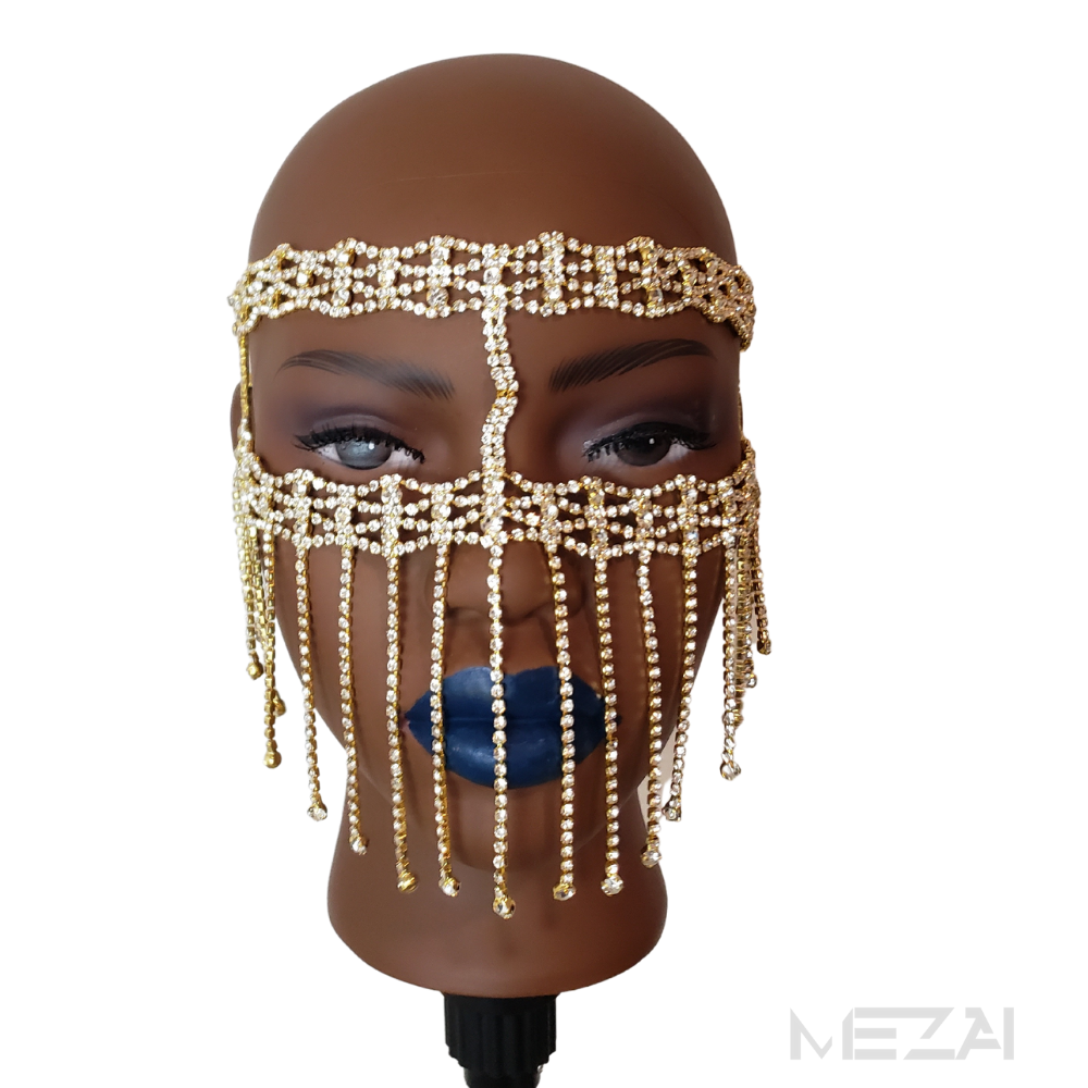 Layla Crystal Rhinestone Mask (Silver or Gold)