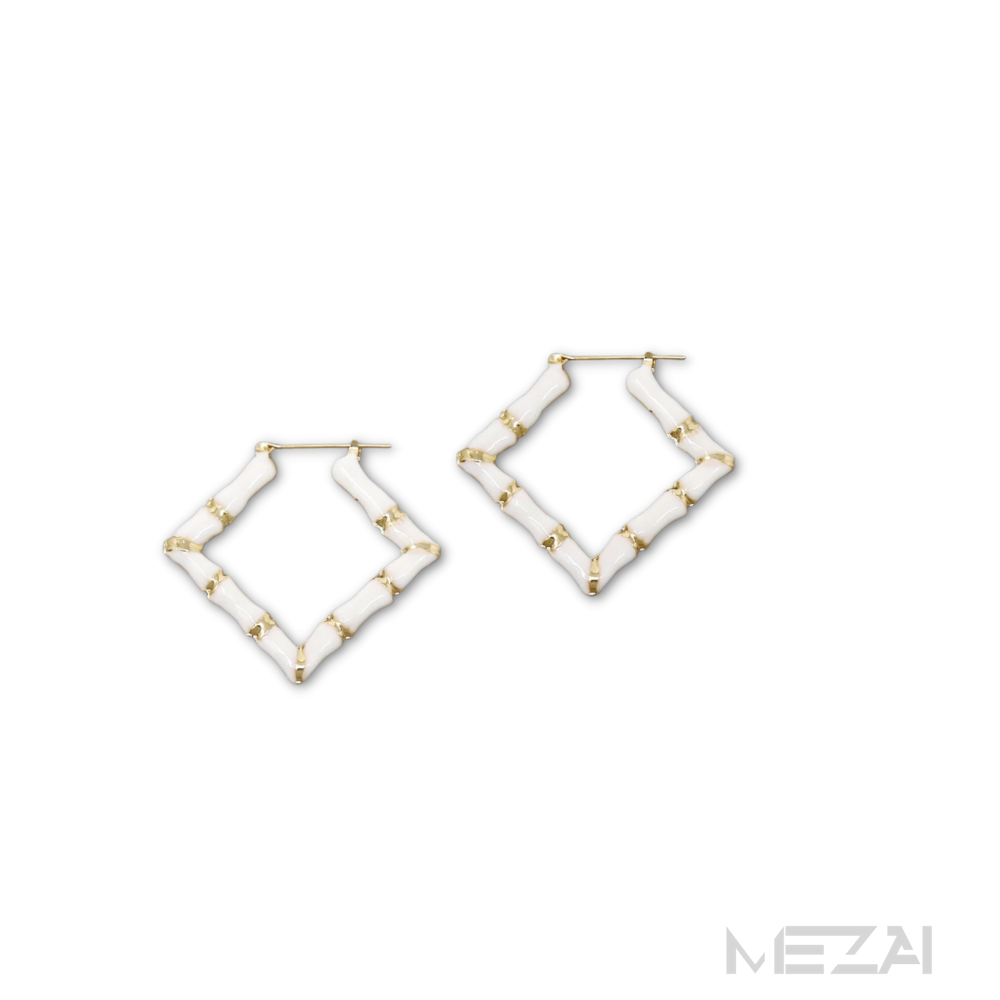 Square Biz Enamel Bamboo Earrings