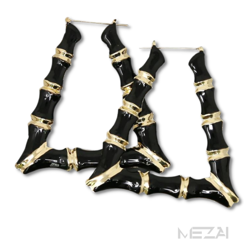 CiCi Triangle Enamel Bamboo Earrings