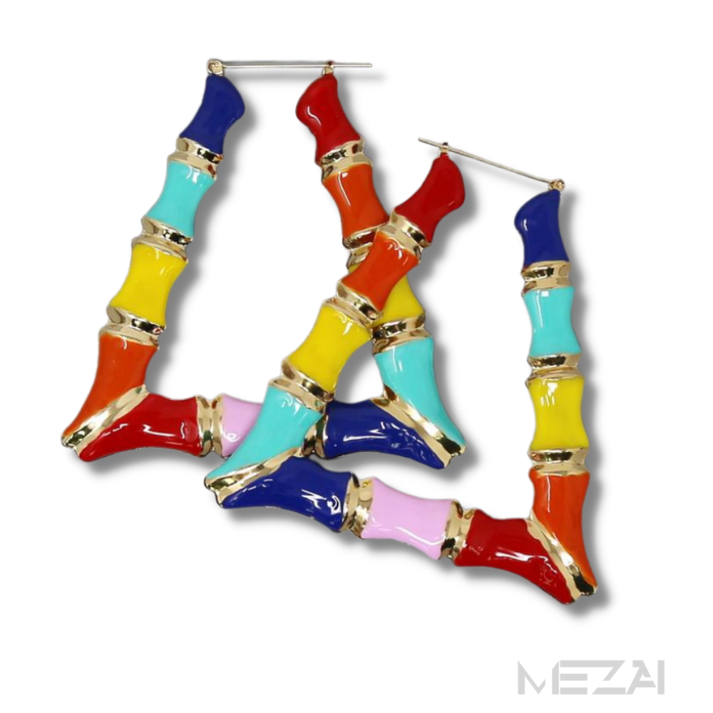 CiCi Triangle Enamel Bamboo Earrings