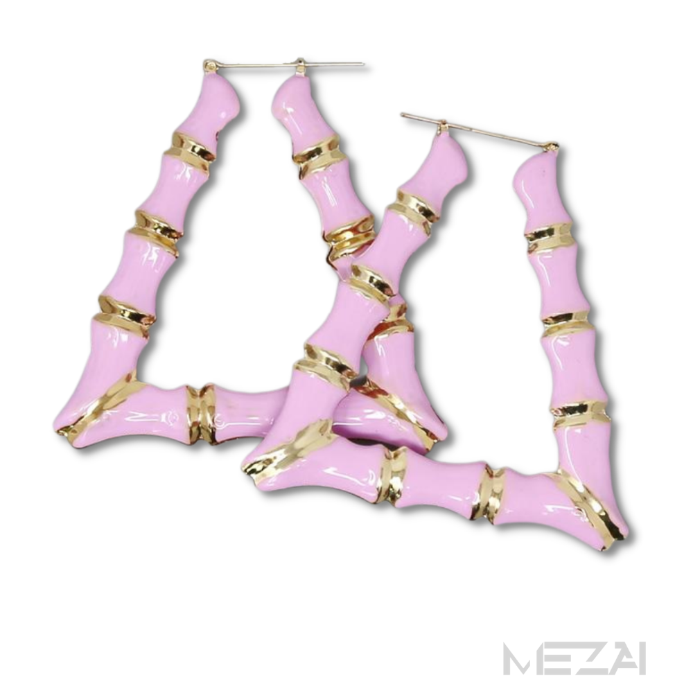 CiCi Triangle Enamel Bamboo Earrings