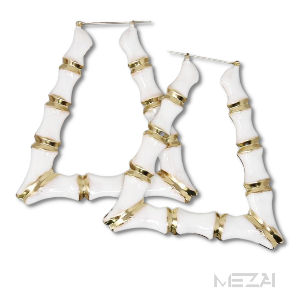 CiCi Triangle Enamel Bamboo Earrings